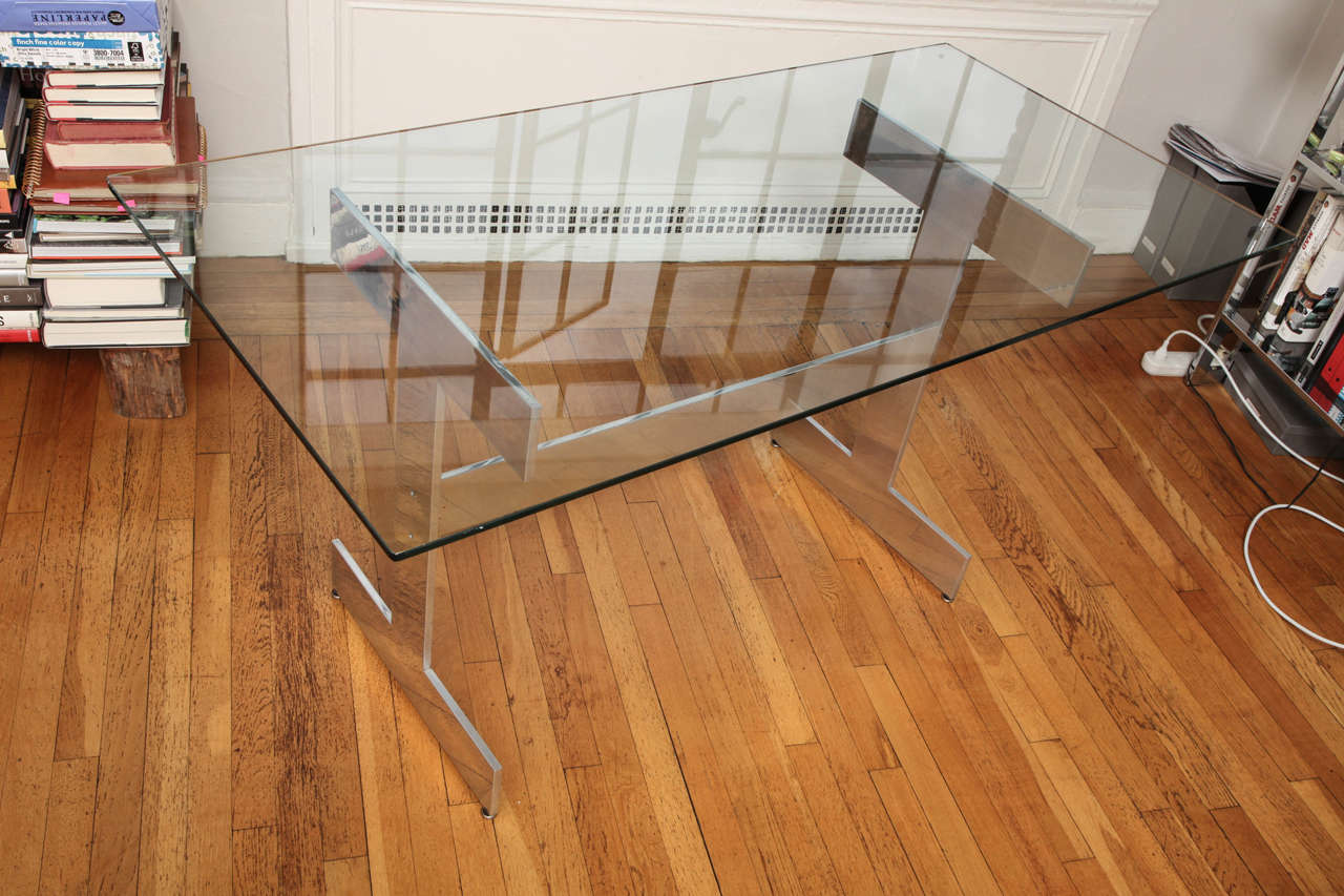 Vintage Chrome and Glass Table, circa 1970 1