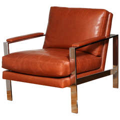 Milo Baughman Leather and Chrome Chair