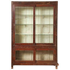 Antique Glass-Front Indian Bookcase