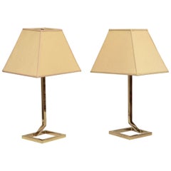 Pair of Brass Table Lamps, American circa 1970