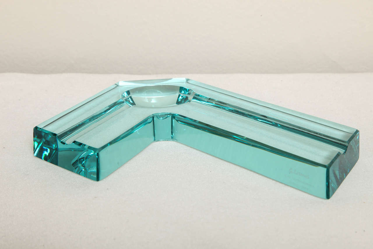Italian molded glass vide-poche from G. Lorenzi, Milan. Measurements are for long side; short side measures 7