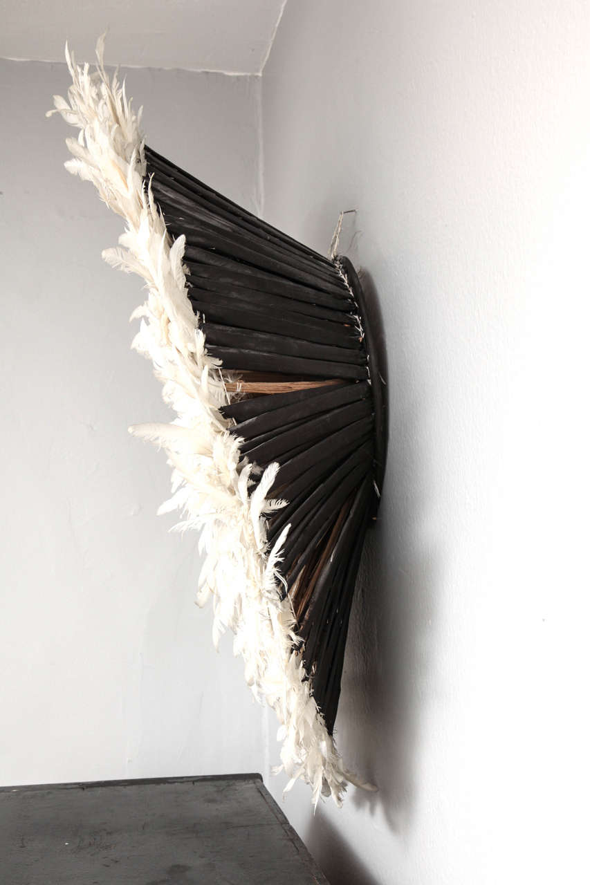 Decorative African Feather Headdress, JuJu Hat In Excellent Condition In Chicago, IL