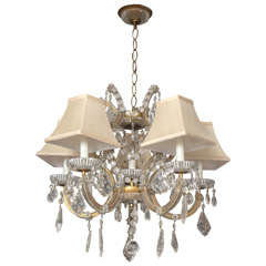 French 19th Century Bronze and Crystal Five-Light Chandelier