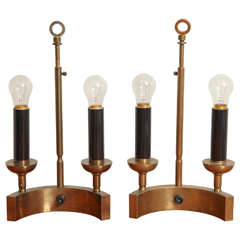 Pair of English Brass Table Lamps