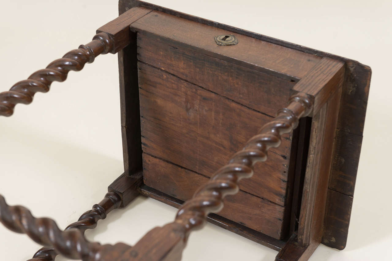 18th Century English Jacobean Style Twist Leg Oak Side Table 1