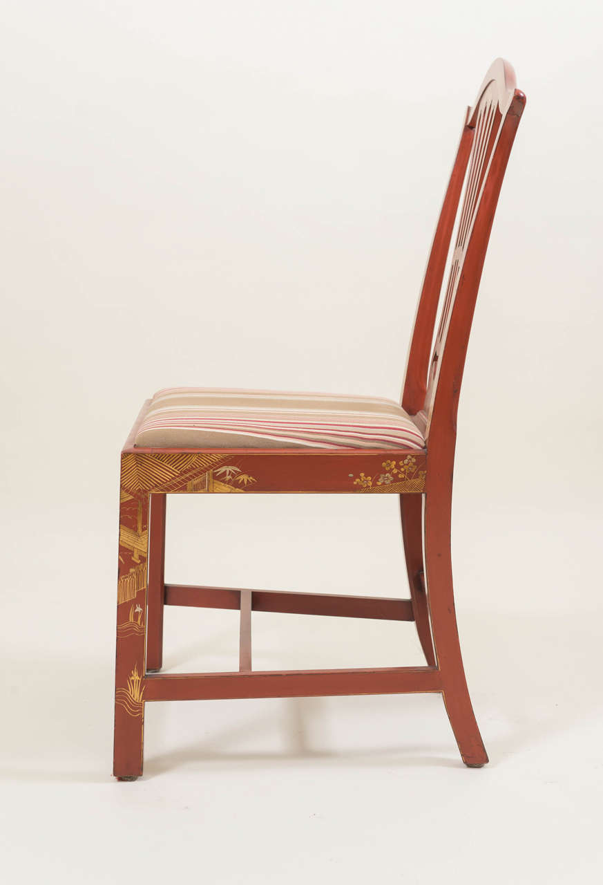 Mid-20th Century Set of Ten Georgian Style Japanned Side Chairs For Sale