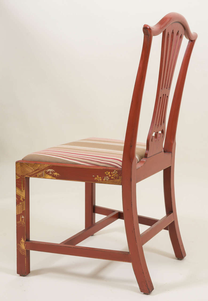 Set of Ten Georgian Style Japanned Side Chairs For Sale 1