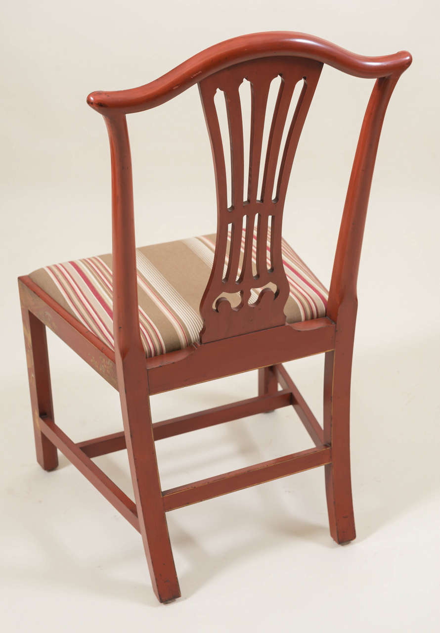Set of Ten Georgian Style Japanned Side Chairs For Sale 2