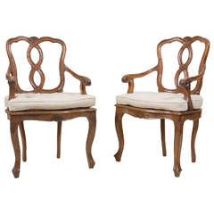Pair of Italian Walnut Armchairs 4