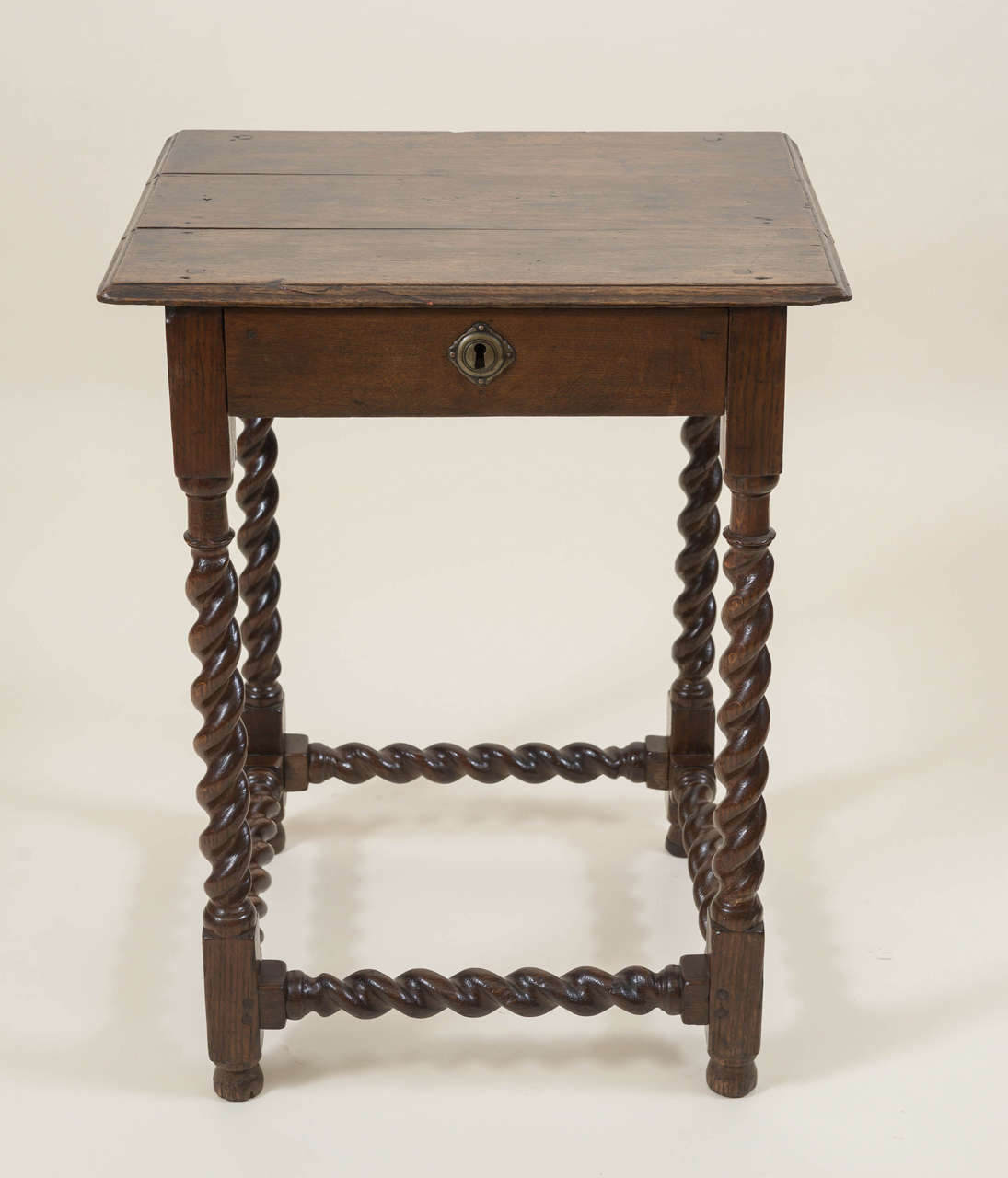 18th Century English Jacobean Style Twist Leg Oak Side Table at 1stDibs