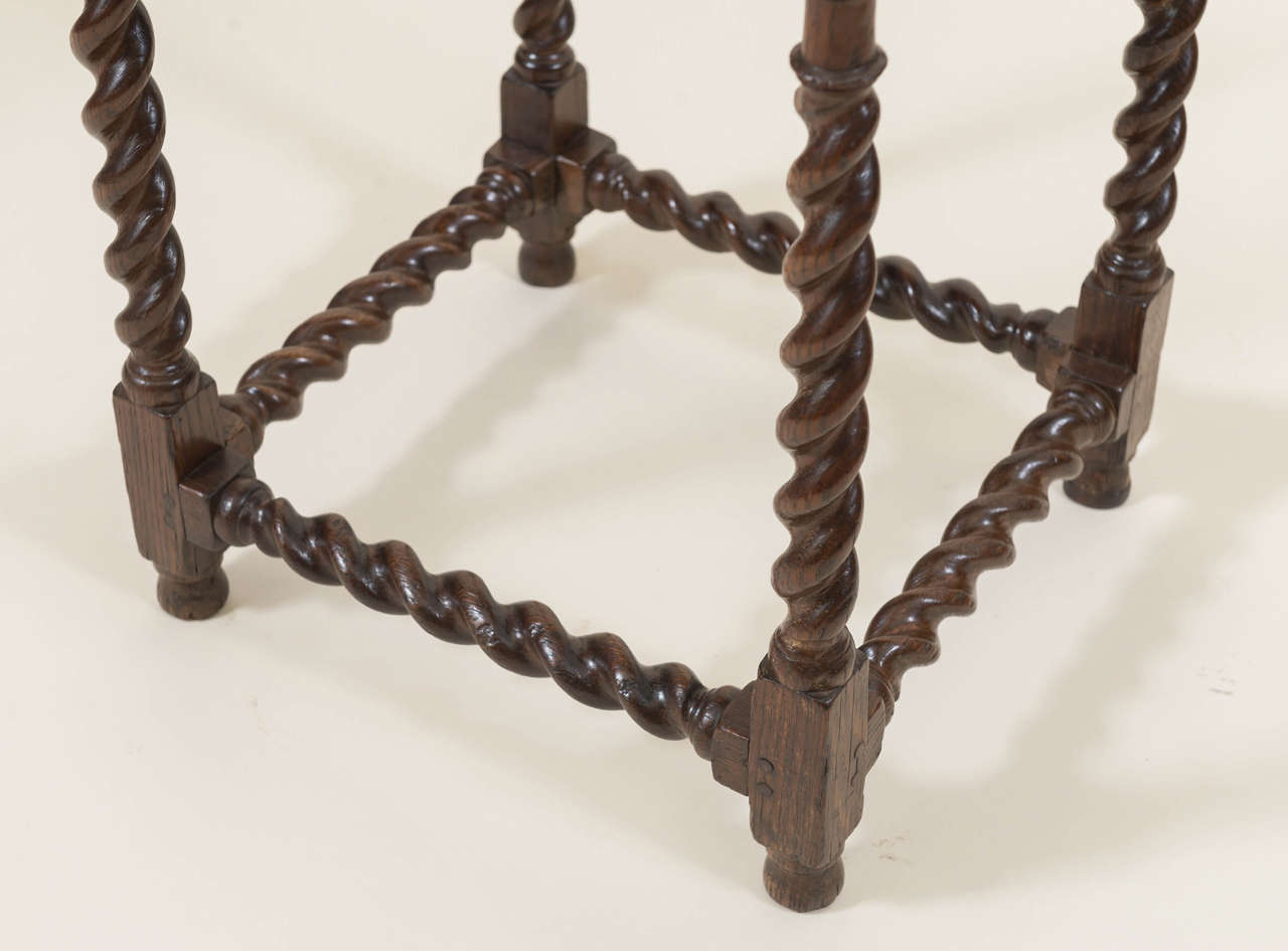 18th Century English Jacobean Style Twist Leg Oak Side Table at 1stDibs