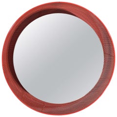 1960s Red Painted Italian Mirror