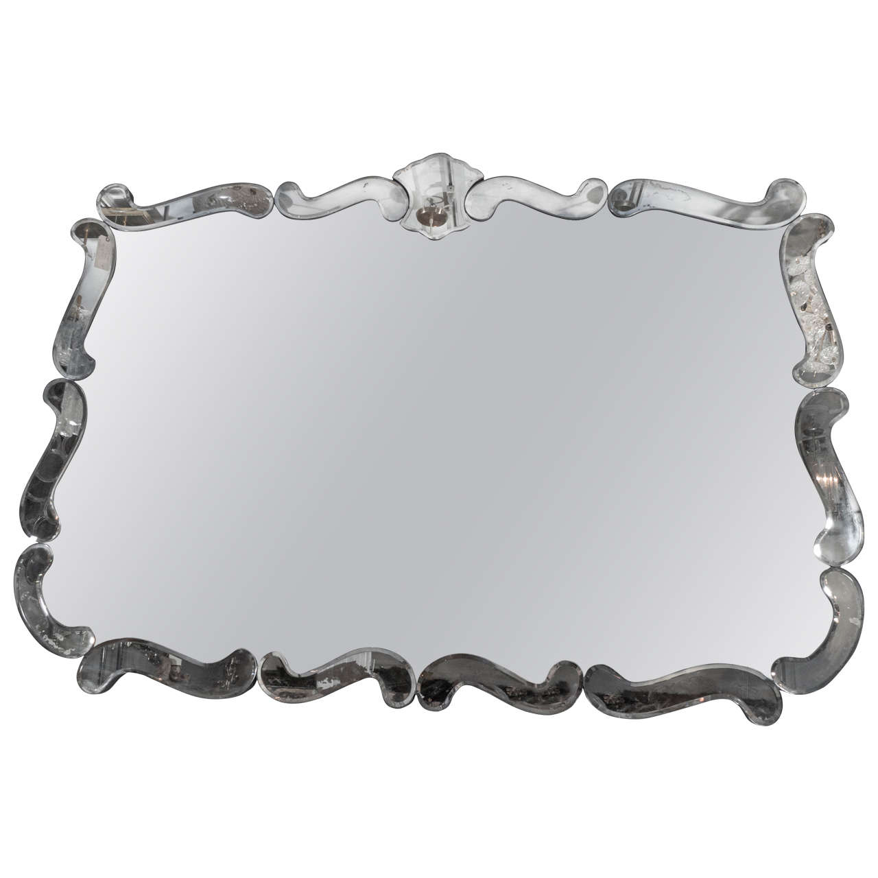1940's Hollywood Regency Smoke and Clear Mirror For Sale