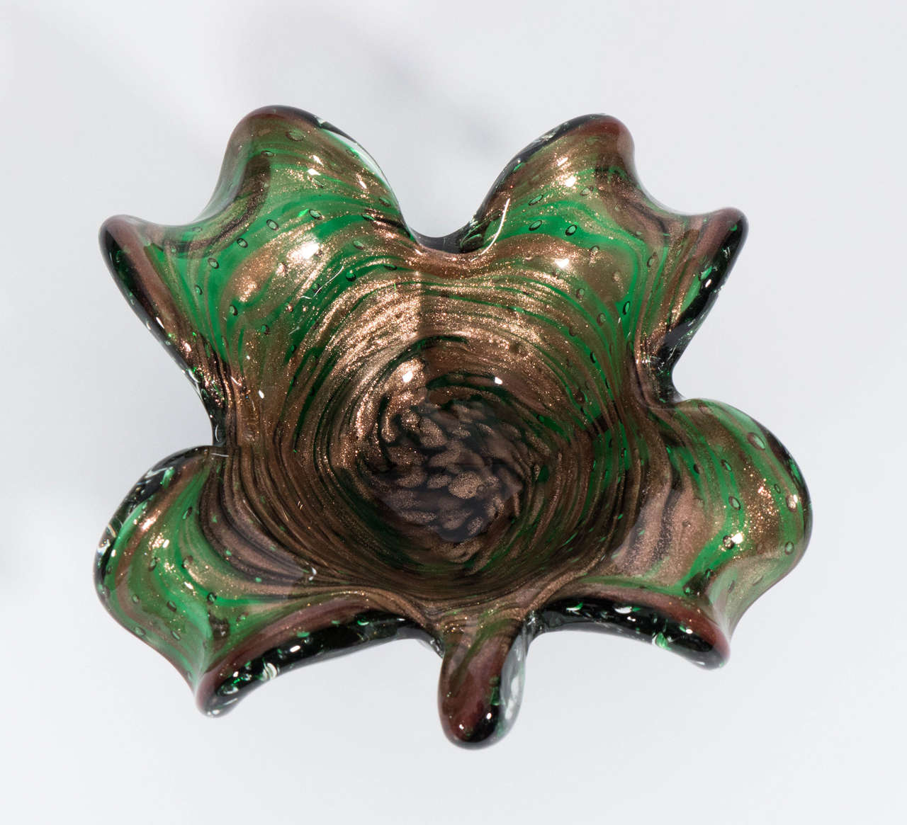 Green and Gold Murano Glass Dish 2