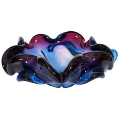 Dark Blue and Pink Murano Dish