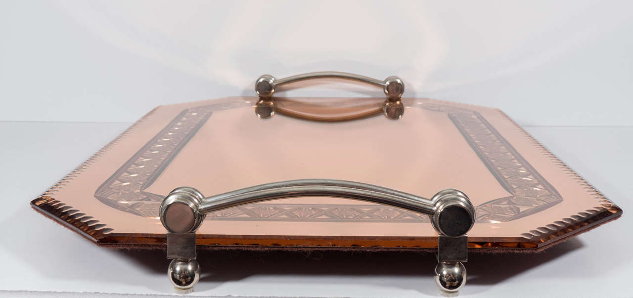 French Rose Gold Mirrored Tray