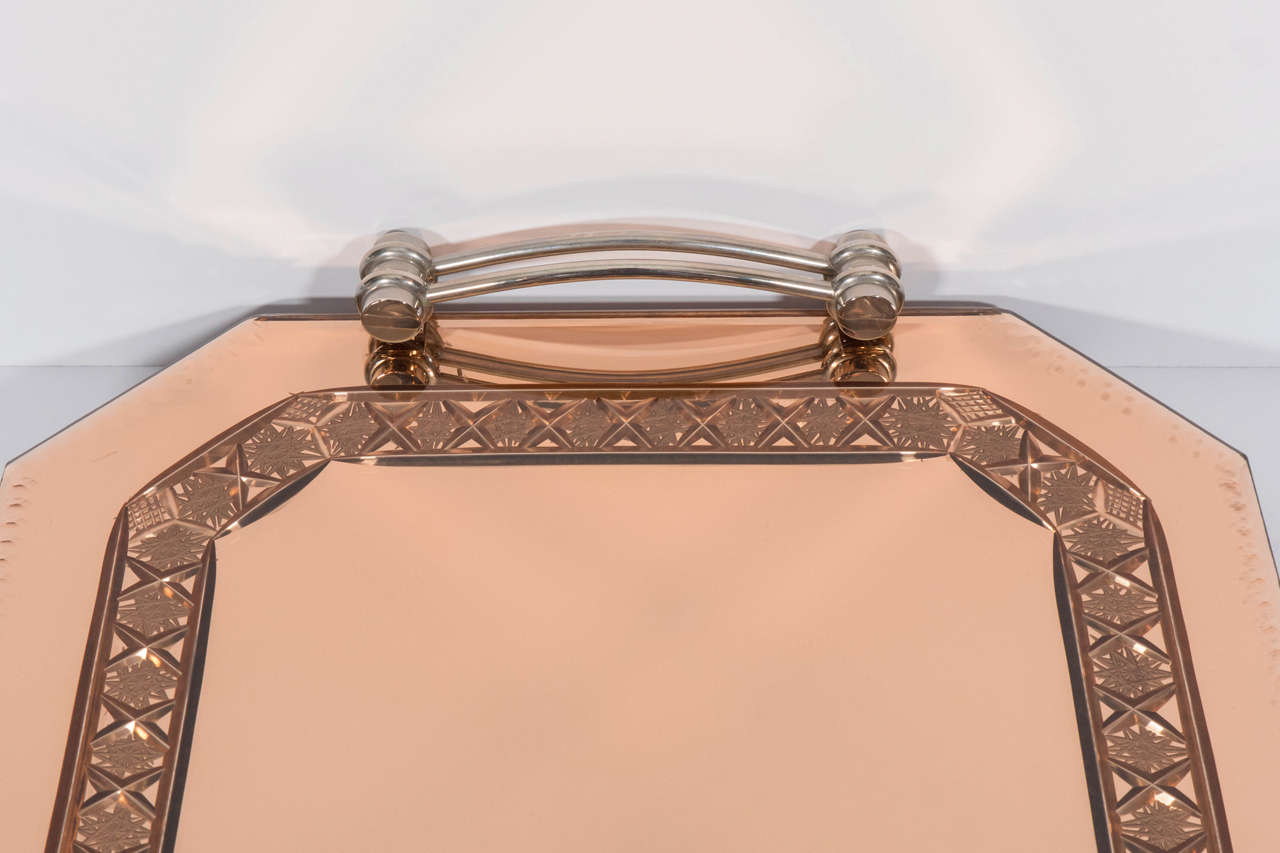 Rose Gold Mirrored Tray In Excellent Condition In New York, NY
