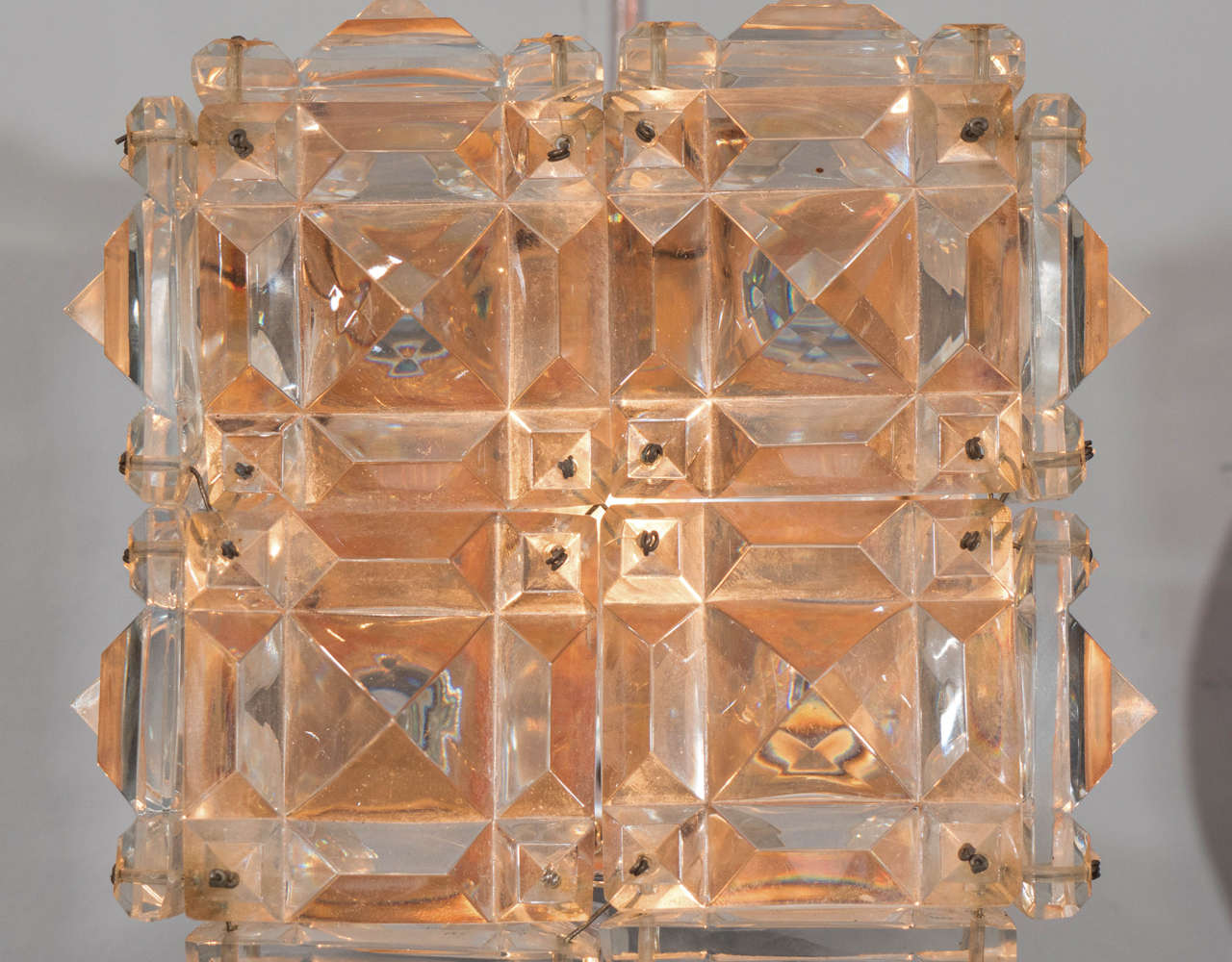 Mid-20th Century Vintage Kinkeldey Cut Crystal Flush Mount Ceiling Lights, 1960s, Germany