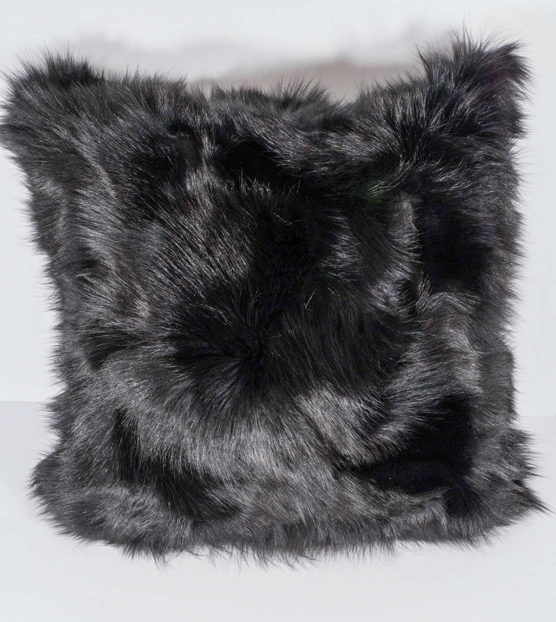 Custom double sided long hair black fox pillow. Custom sizing is available.