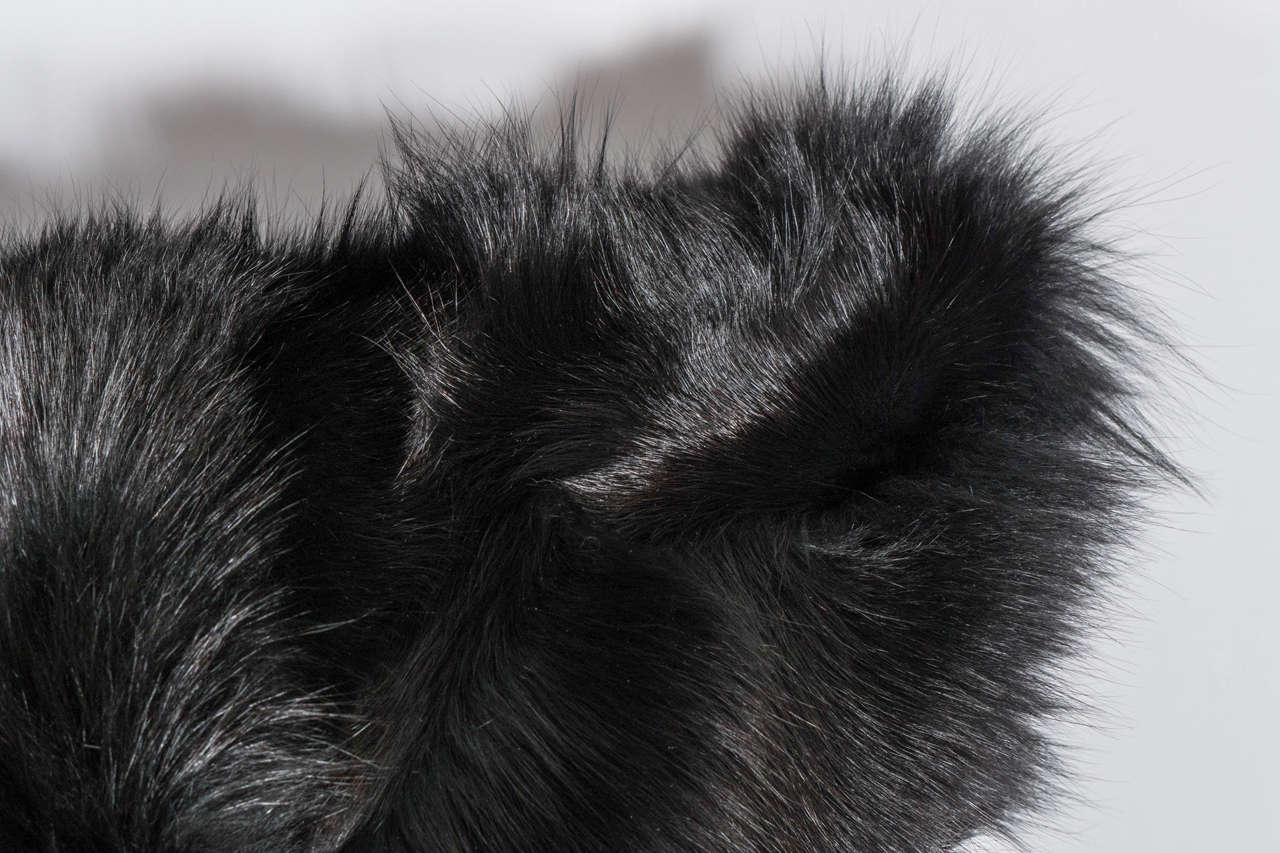 Moderno Cuscino personalizzato double face in vera volpe nera in vendita