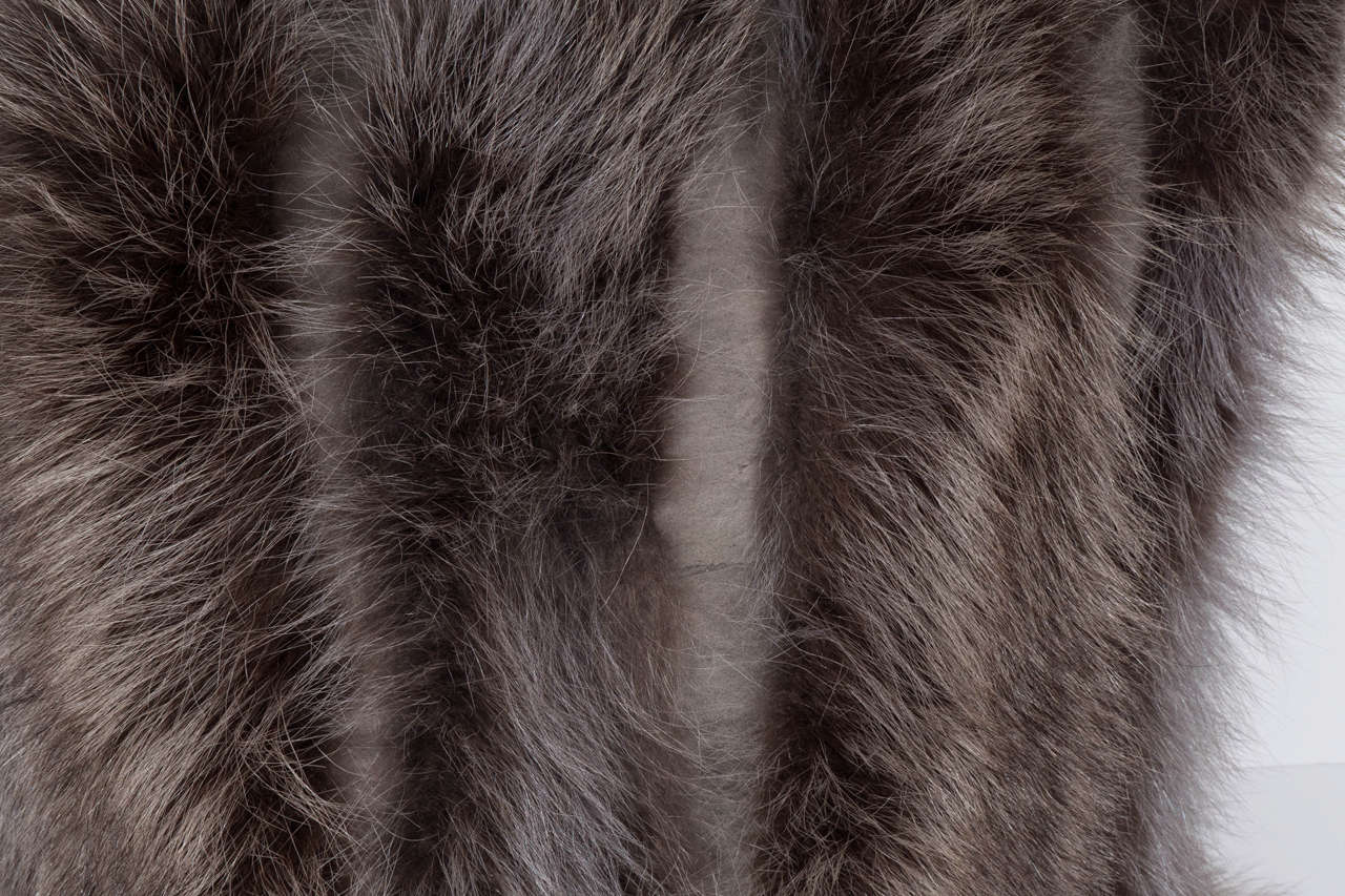 Fur Genuine Grey Fox and Leather Pillow