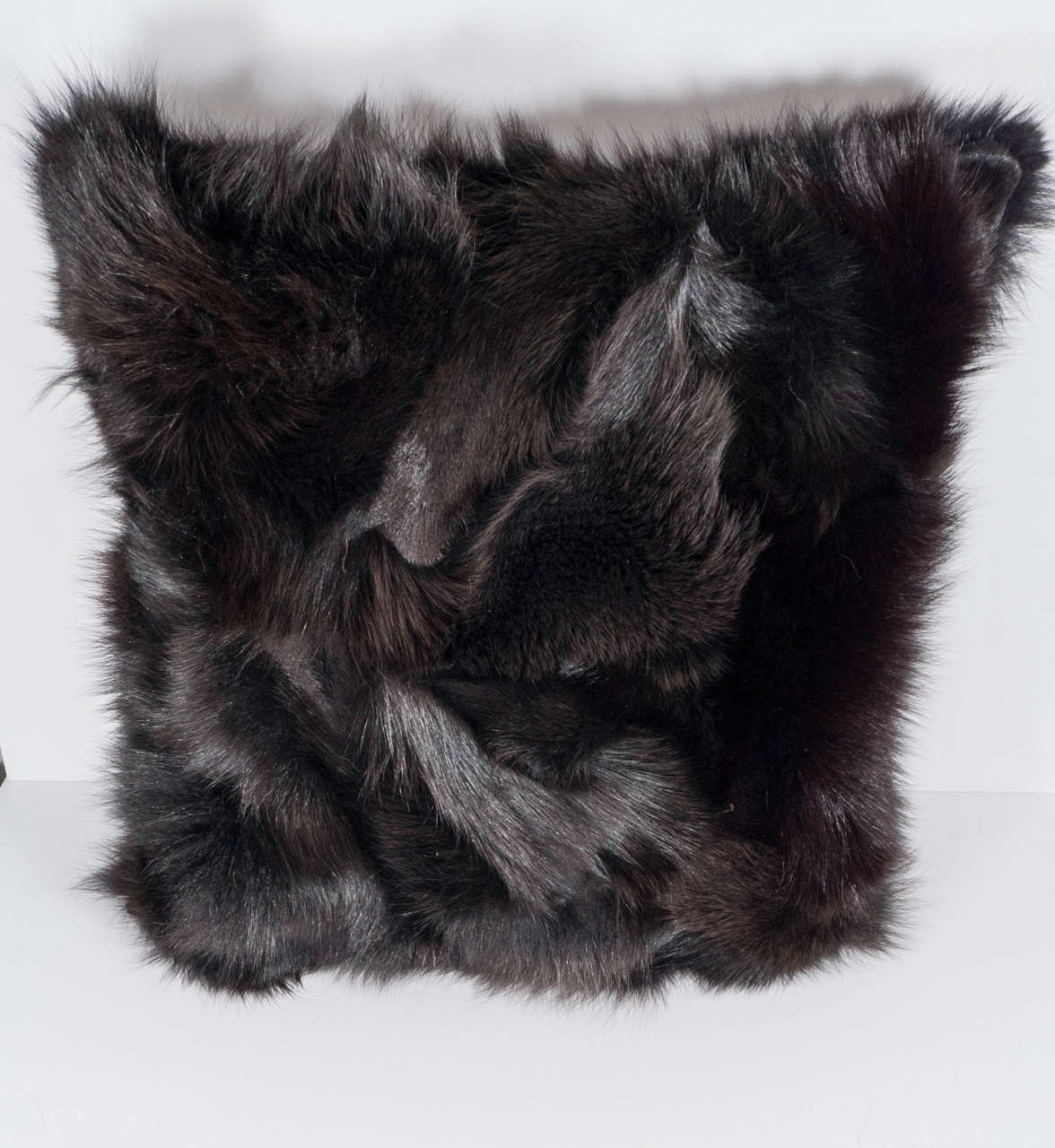 Genuine Dark Brown Fox Pillow Double-Sided