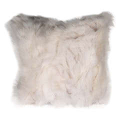 Genuine Long Hair White Fox Pillow, Double-Sided