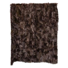 Genuine Brown Fox Throw with Quilted Satin Lining