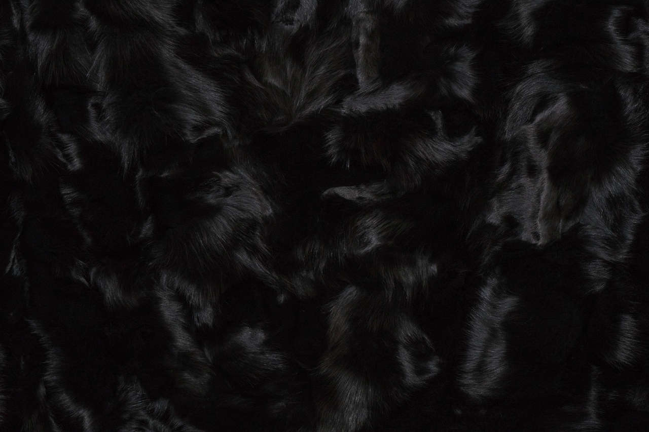 Fur Genuine Black Fox Blanket with Black Quilted Satin Lining