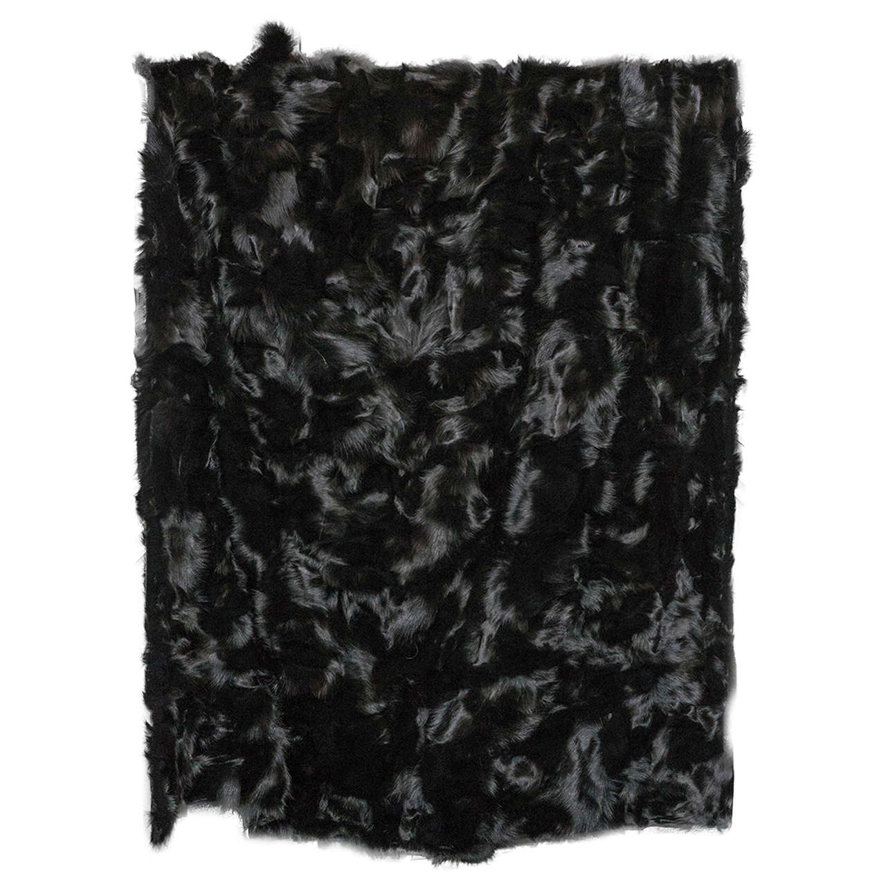 Genuine Black Fox Blanket with Black Quilted Satin Lining