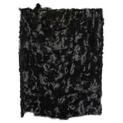 Used Genuine Black Fox Blanket with Black Quilted Satin Lining