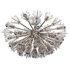 Flush Mount Crystal and Polished Nickel Starburst Light Fixture 10