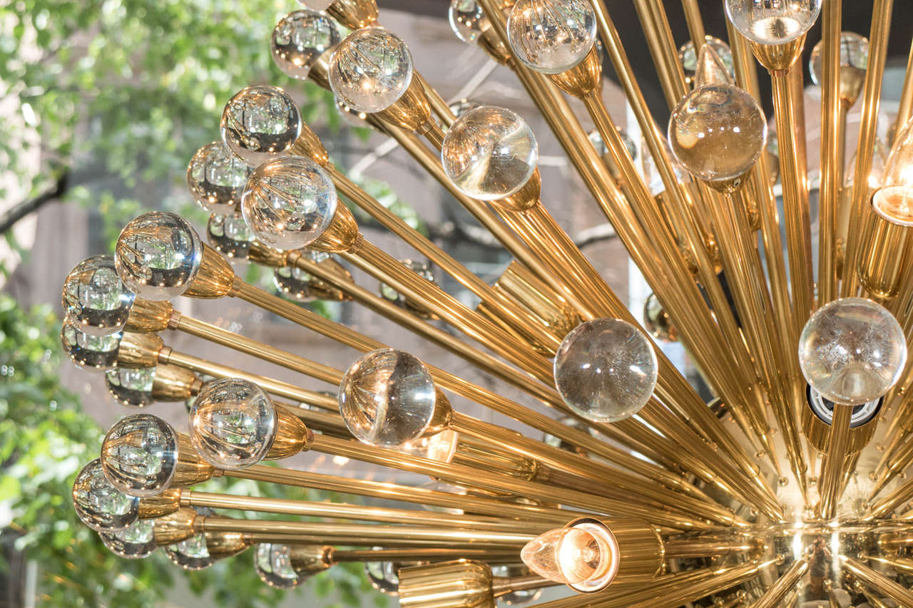 Italian Custom Murano Glass Ball Sputnik Chandelier For Sale