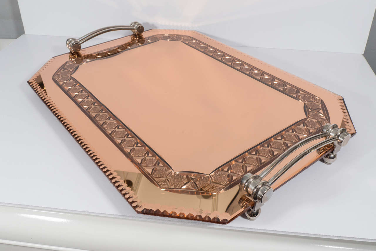 Rose Gold Mirrored Tray at 1stDibs