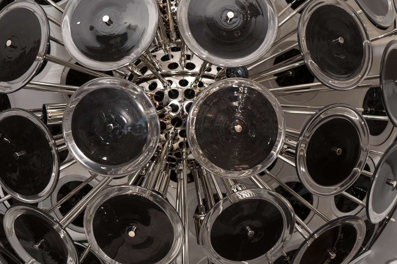 Huge Black Murano Disc Sputnik Chandelier For Sale at 1stdibs