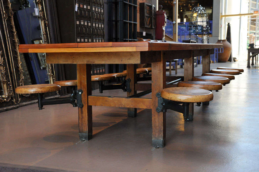 Mid-20th Century Table with attached seats