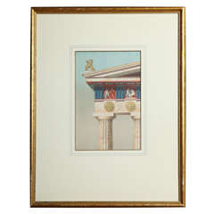 Antique Greek Temple Painting with  Engraving Technique