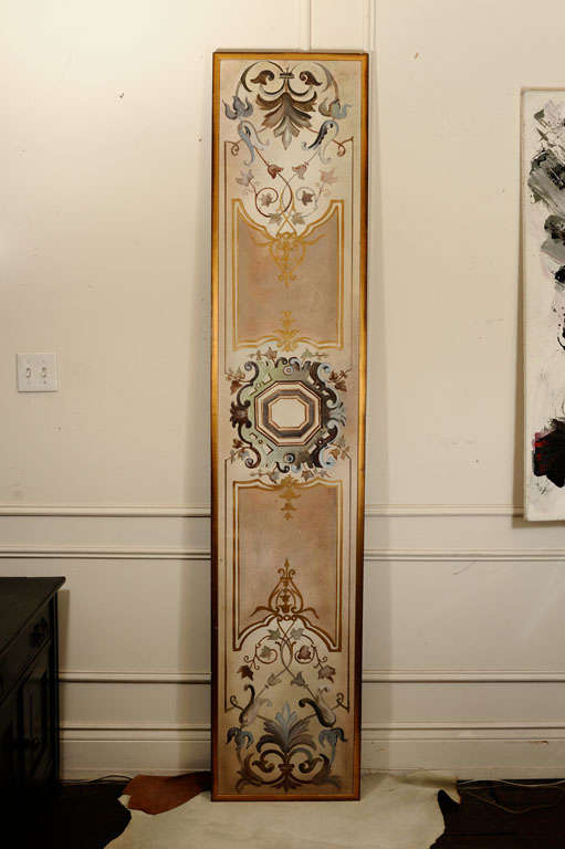 Tall panel of Oil on canvas, framed in a gold leaf frame
