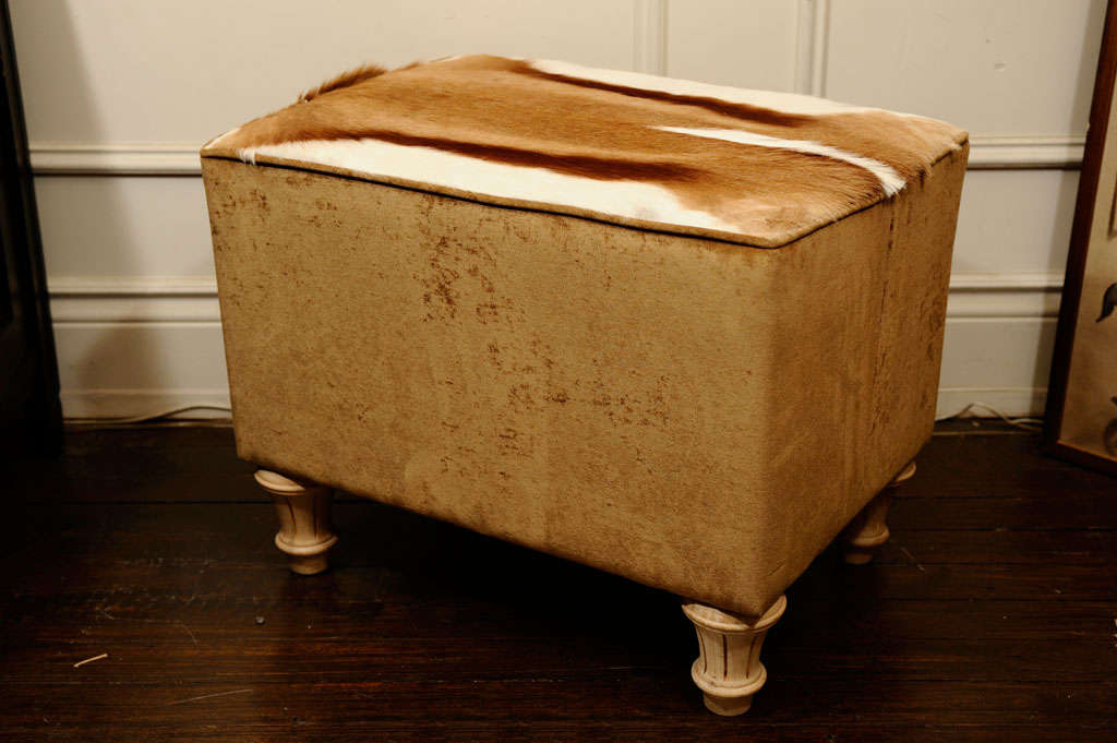 Small Ottoman with South African Spring Buck hide on top