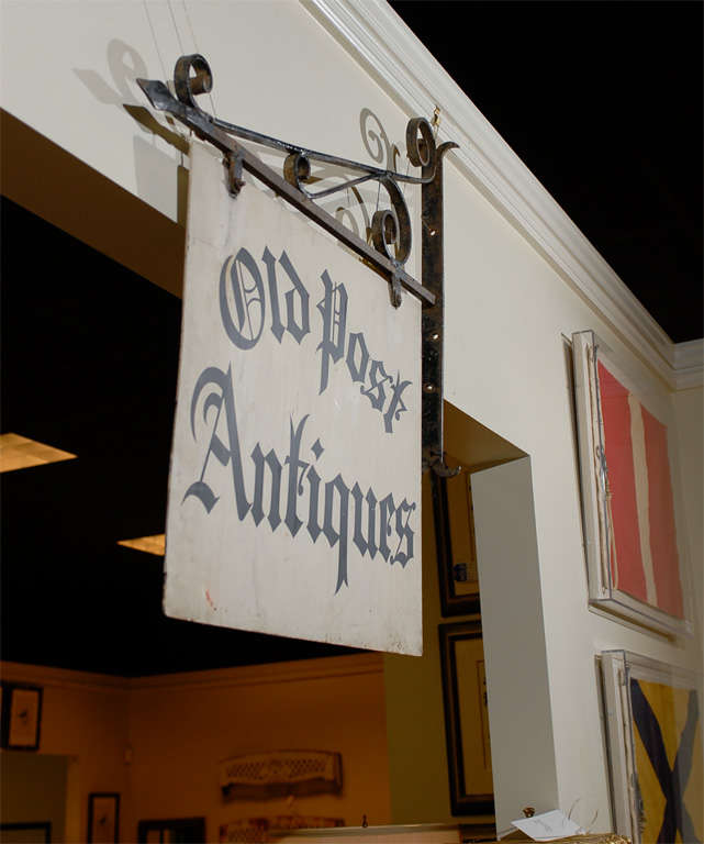 English Antique Iron 'Old Post Antiques' Sign For Sale