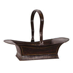 A Late English Regency Tole Basket with Handle