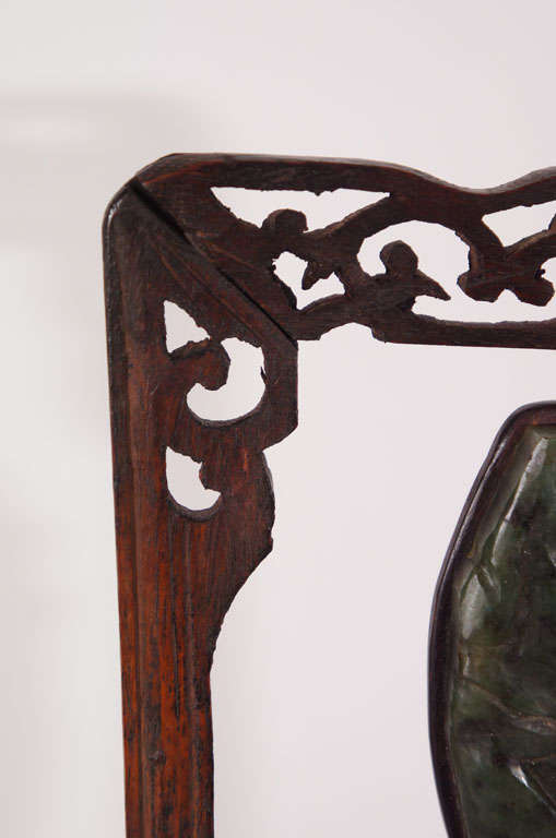 19th Century Nephrite Jade Carved Plaque on Stand For Sale 2