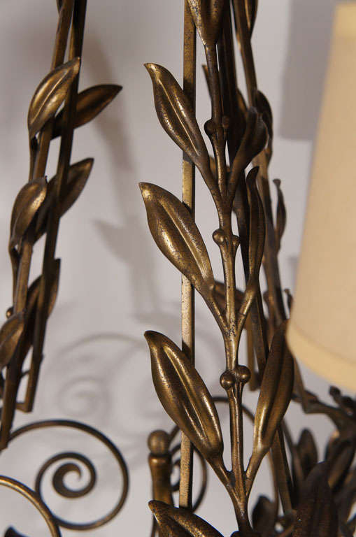 Cast Bronze Three Light Chandelier In Good Condition In Hudson, NY