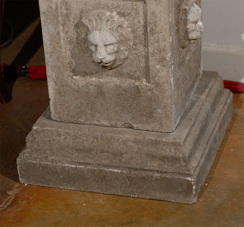 Pair of Stone Garden Urns on Plinths In Excellent Condition In Atlanta, GA
