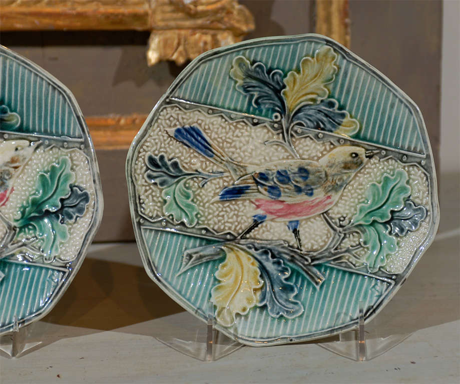 French Pair of Majolica Plates