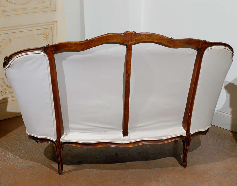 French Louis XV Style Walnut Canapé with New Upholstery and Wraparound Back 5