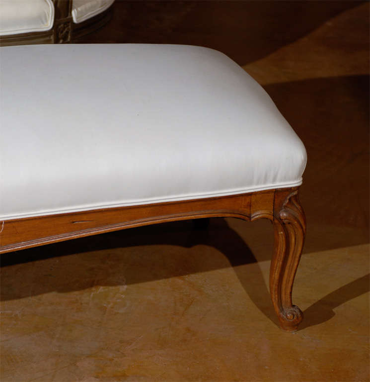 Upholstery 19th Century French Louis XV Walnut Banquette