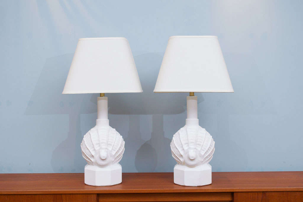 Pair of Frances Elkins design Snail form plaster lamps from a Michael Taylor decorated residence in San Francisco.