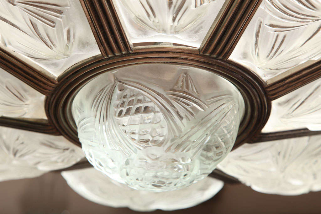 Glass A Rare Art Deco Chandelier by Sabino