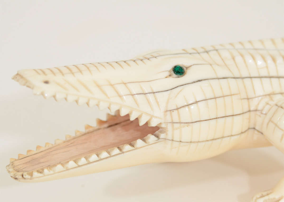 Unknown Carved Ivory Alligator, Late 19th Century